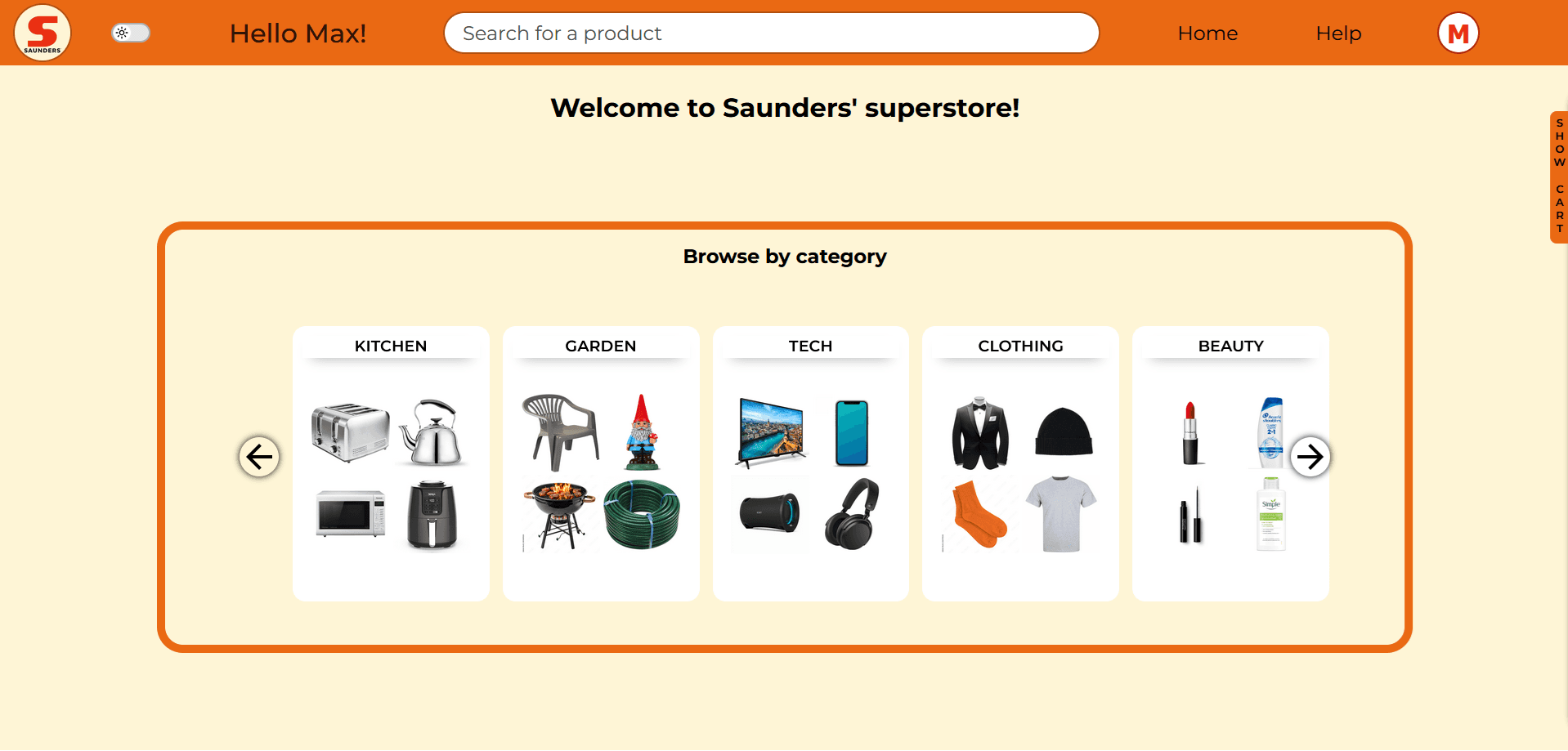react frontend online store